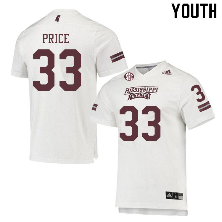 Youth #33 Simeon Price Mississippi State Bulldogs College Football Jerseys Sale-White - Click Image to Close